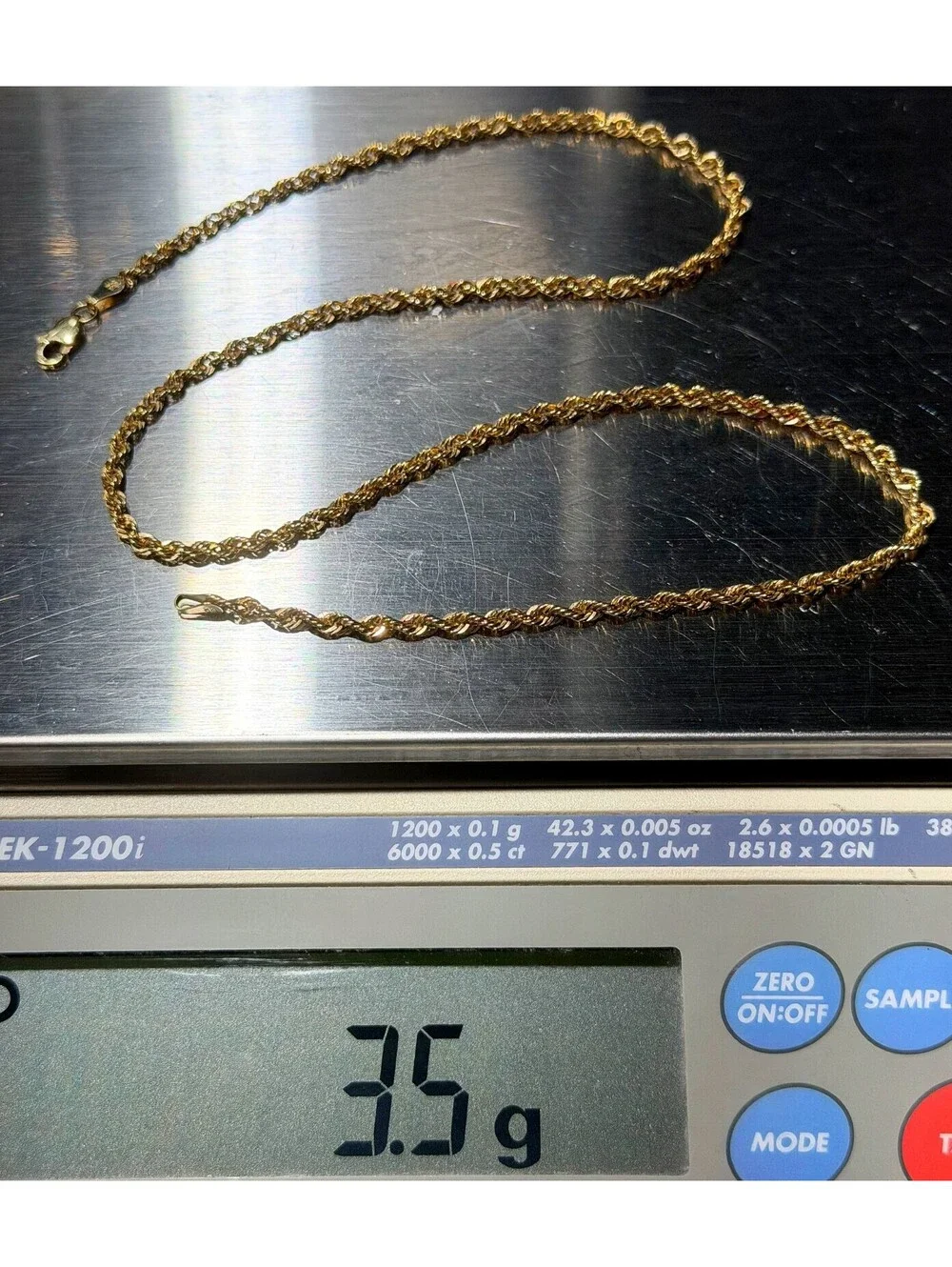 Jewelry 10k hollow yellow gold Rope necklace chain 18.00